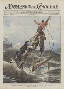 Het schipbreuk van een stoomschip in het Kanaal, de enige overlevenden wachten op hulp